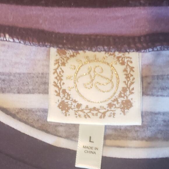 TRU‎ SELF L long sleeve dark and light purple and white - Picture 4 of 6